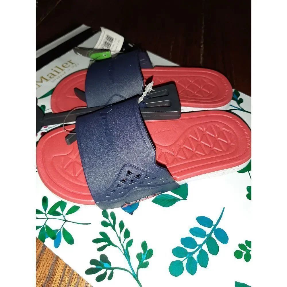 New Kids Size 12 Red Blue Rider Infinitiik Summer Casual Slides Sandals